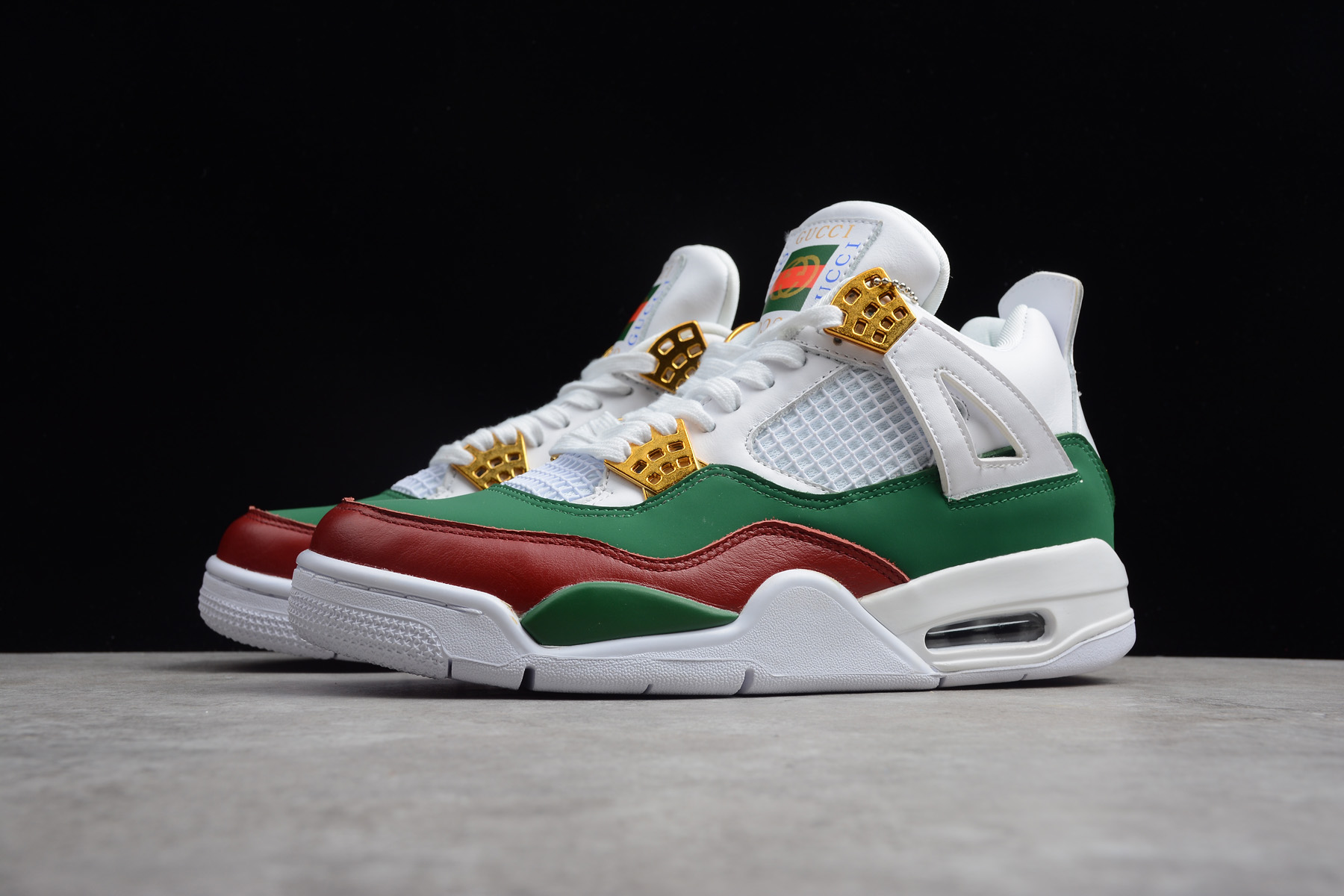 Air Jordan 4 GG White Green Red-Metallic Gold Shoes